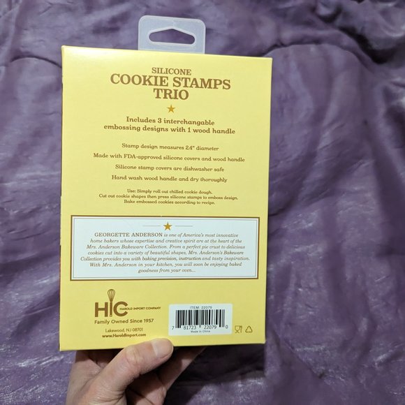 Mrs Anderson's Silicone Cookie Stamps Trio Smiley Home Made With Love! New - Picture 3 of 9